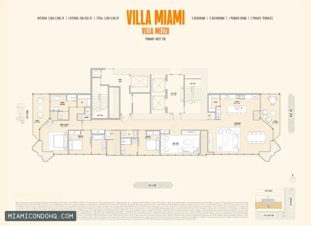 Villa Miami floor plan 3 bedrooms