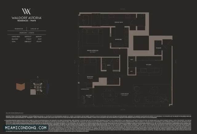 Waldorf Astoria Residences Miami floor plan Residence 05 · 2 bedrooms